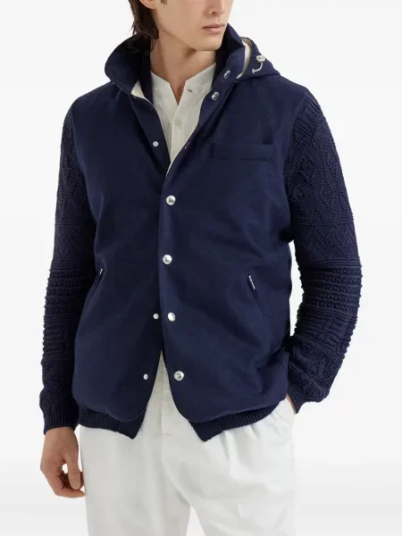 Елек Brunello Cucinelli с качулка синьо