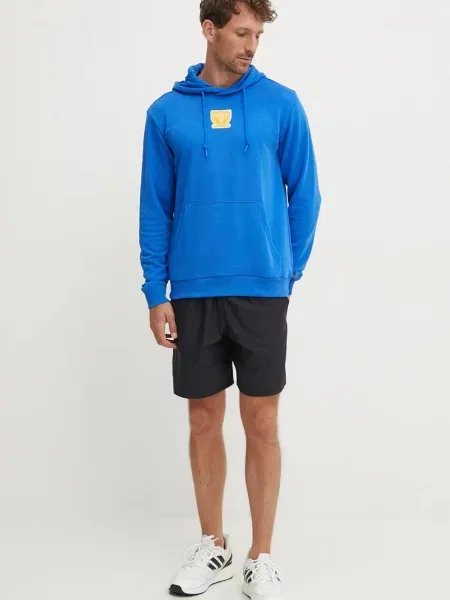 Pulover adidas Originals s kapuco modra