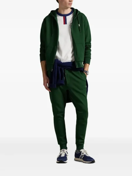 Iš natūralios odos trumpas dryžuotos polo marškinėliai Polo Ralph Lauren pilka
