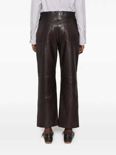 Δερμάτινο παντελόνι Weekend Max Mara καφέ