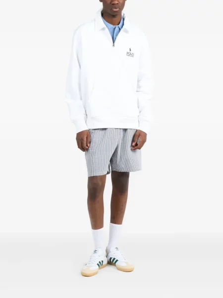 Ριγέ polo Polo Ralph Lauren με κουκούλα με αυτόγραφο λευκό
