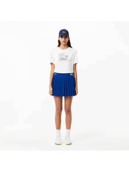 Lacoste T-Shirt Roland Garros O Kroju Regular Fit Z Nadrukiem Przy Dekolcie biały