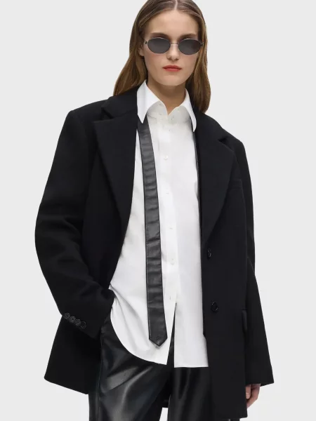 Вовняне пальто Karl Lagerfeld чорне