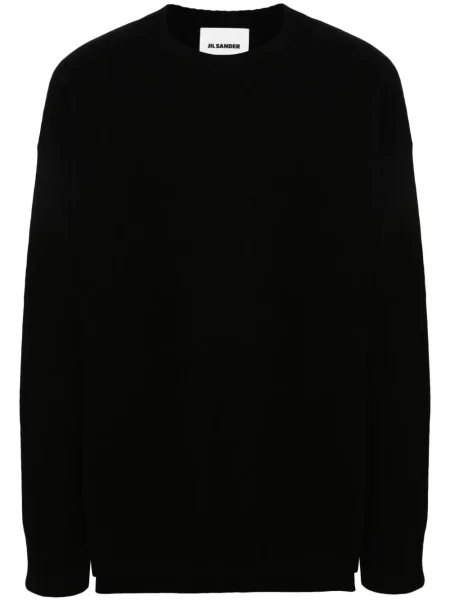 Вълнен пуловер Jil Sander цепка черно