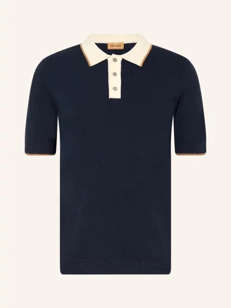 Mos Mosh Gallery Pletené Polo Tričko Mmgfrancesco Regular Fit tmavě modrá krémová béžová