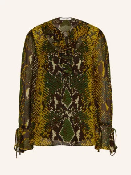 Diane Von Furstenberg Košilová Halenka Paola S Volánky tmavě hnědá / koňaková zelená