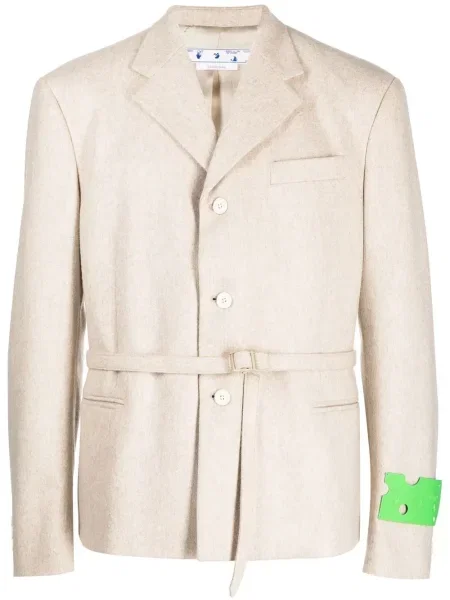 Sacou Off-white cu cataramă alb