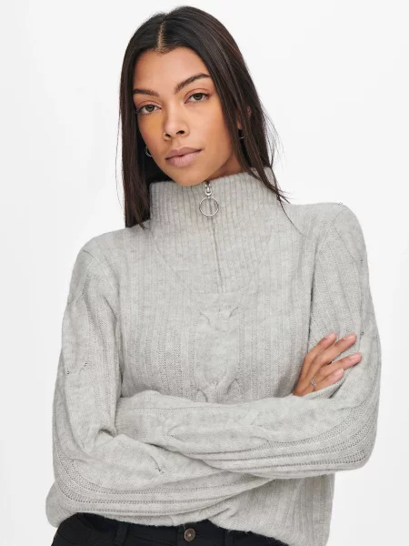 Джемпер JDY ANDREA L/S ZIP CABLE PULLOVE K світло-сірий сірий