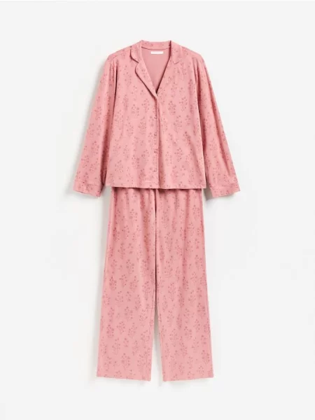 Reserved Pijama din două piese cu model roz-pudră roz