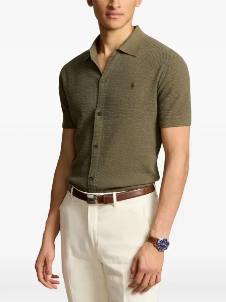 Matlasat tricou polo Polo Ralph Lauren cu decolteu rotund cu autograf roșu