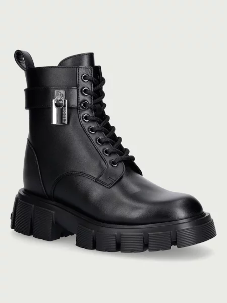 Love Moschino bocanci cu platformă pentru femei din piele negru