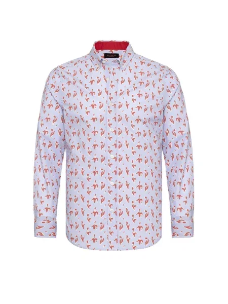 By Diess Collection Košulja svijetloplava / rubin crvena bijela