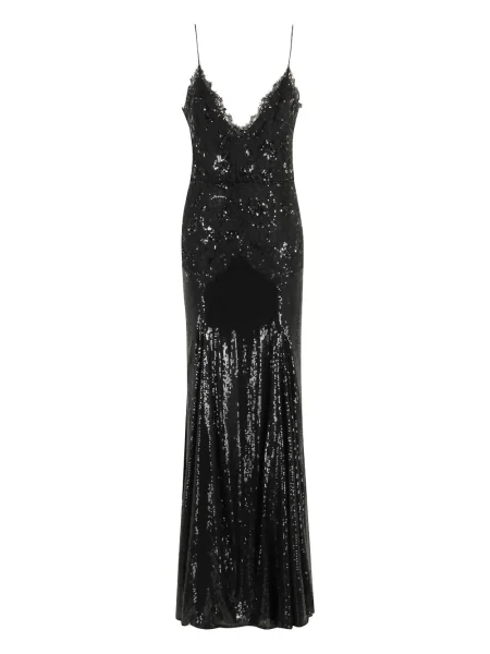 Rochie maxi Nissa din dantelă de costum negru