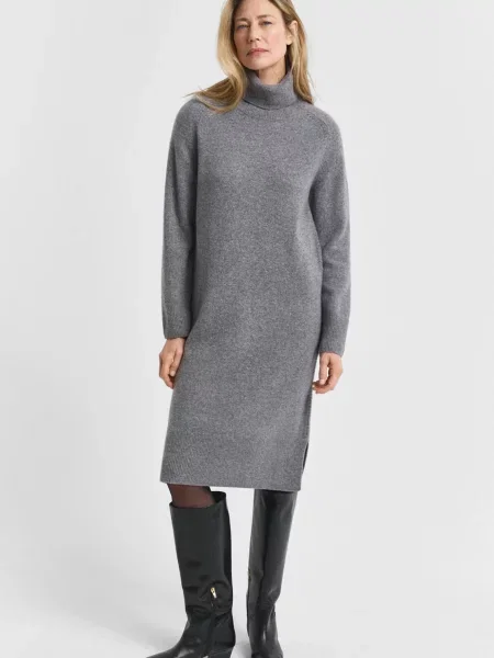Вовняна костюмна водолазка сукня Gant сіра