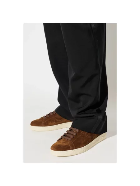 Sneakersy Tom Ford zamszowe brązowe