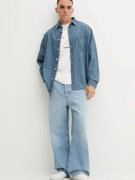 Джинсова сорочка Hugo Blue Ebalto синя