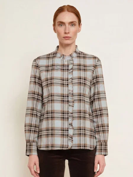 Flanelová halenka Marc O'polo s volány modrá