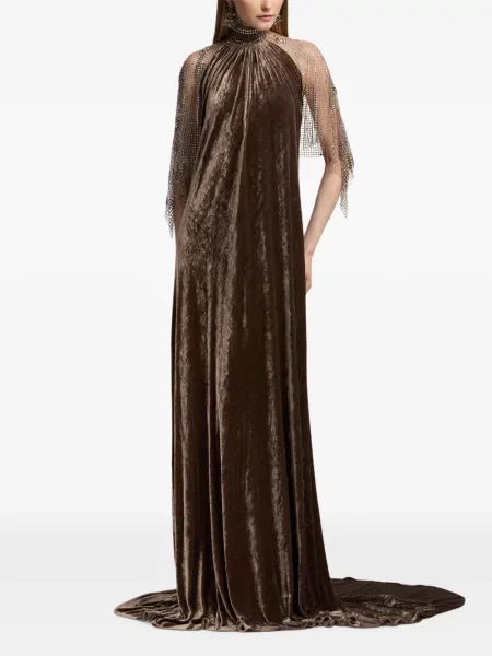 Rochie de seară Ralph Lauren Collection din velur maro