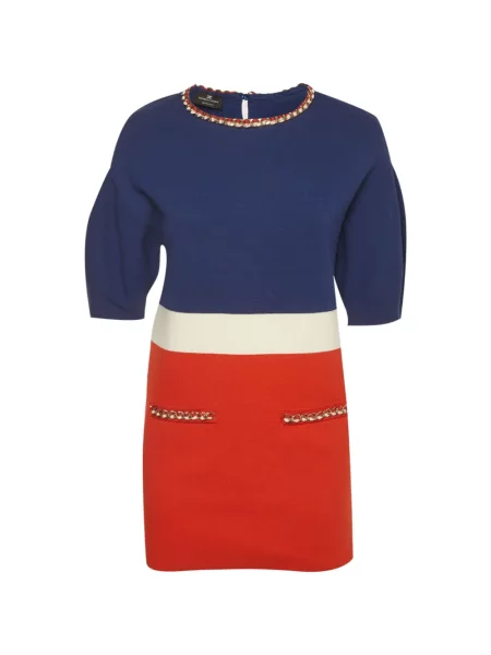 Rochie Elisabetta Franchi tricotate cu aplicații albastru