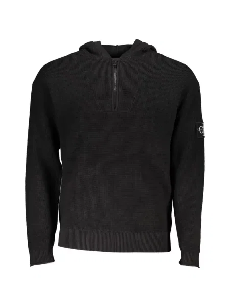 Hanorac cu glugă Calvin Klein tricotate negru