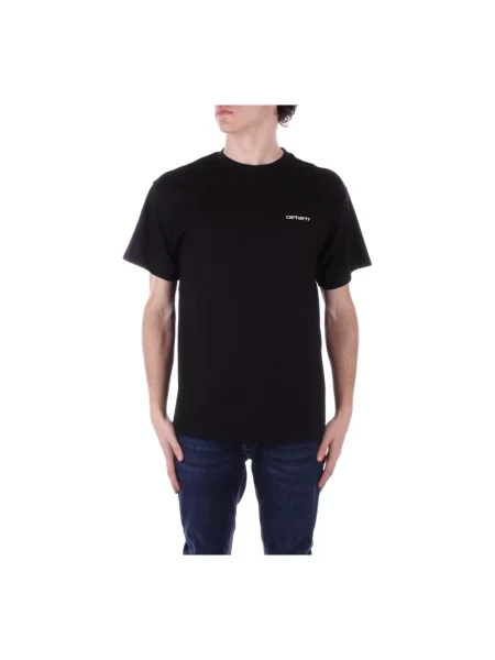 Carhartt Wip Koszulki Mężczyzna L T-shirt z logo z przodu Carhartt Work In Progress czarny