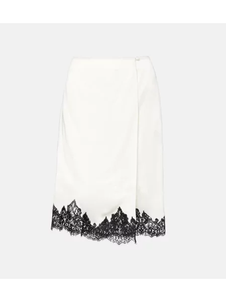 Fustă midi Stella Mccartney din satin până la genunchi alb