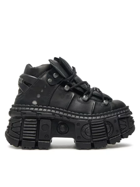 New Rock sneakersy skórzane CRUST NEGRO + TANK CASCO NEGRO czarny