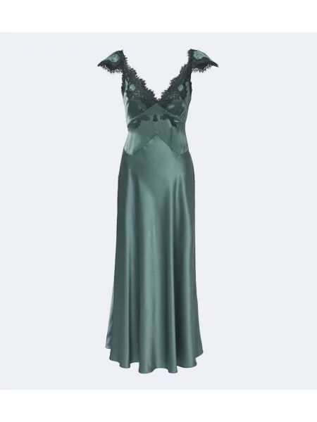 Rochie Dôen din satin verde