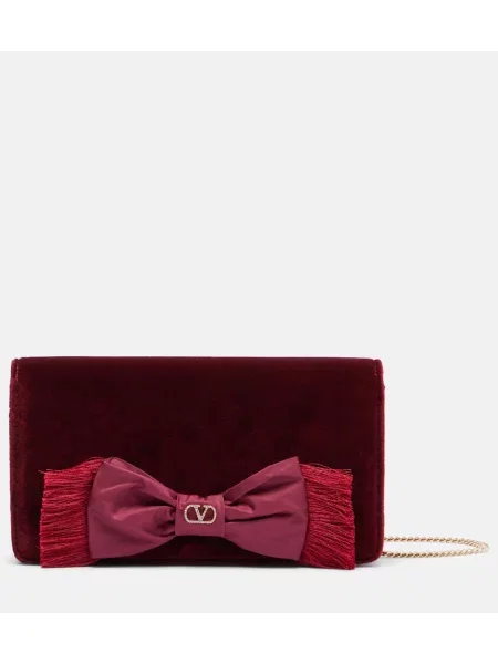 Geanta crossbody Valentino Garavani cu funde de catifea roșu