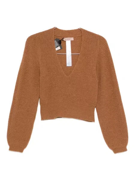 Pulover Twinset cu decolteu în V maro