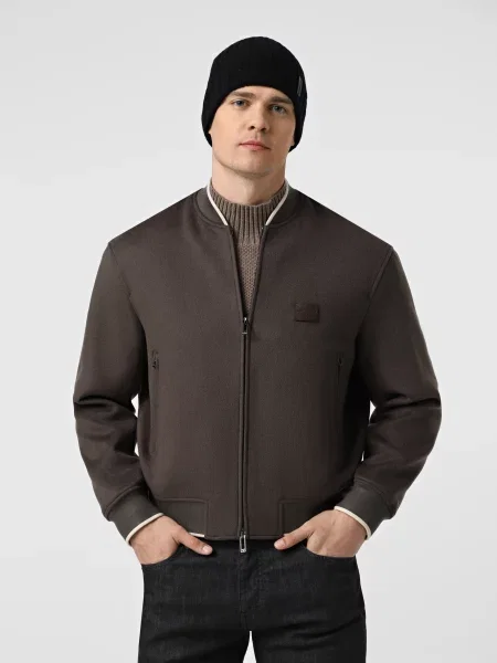 Шерстяной бомбер Emporio Armani коричневый