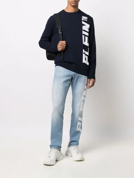 Raštuotas megztinis Philipp Plein mėlyna