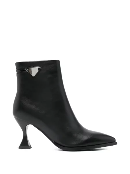 Botine Exè din piele cu autograf negru