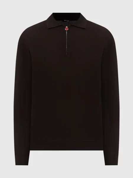 Поло з кашеміру та шовку Kiton коричневе