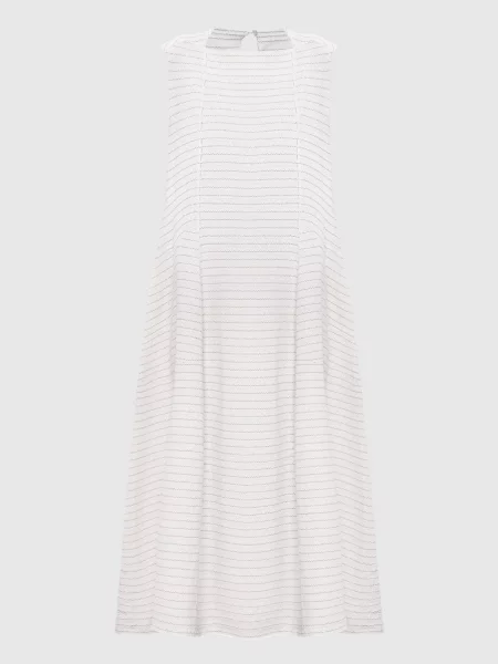 Сукня міді кольору айворі із шовку та льону Boboutic бежева