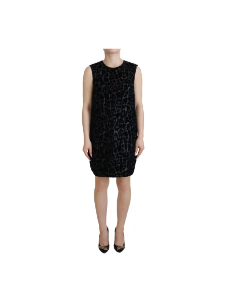 Sukienka mini Dolce And Gabbana bez rękawów w panterkę czarna