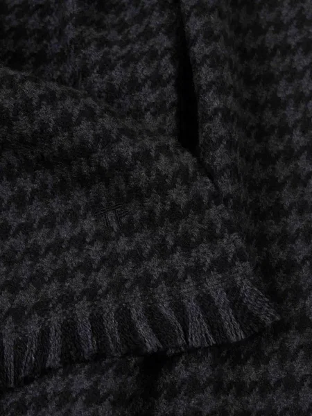 Κασκόλ Tom Ford με κρόσσια houndstooth μαύρο