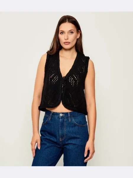 Ba&sh Gyapjú mellény GILES | Cropped Fit fekete