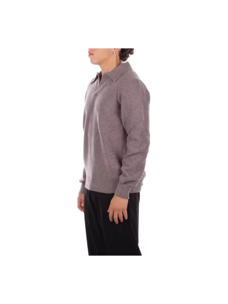 Sweter Tagliatore z dekoltem w serek brązowy