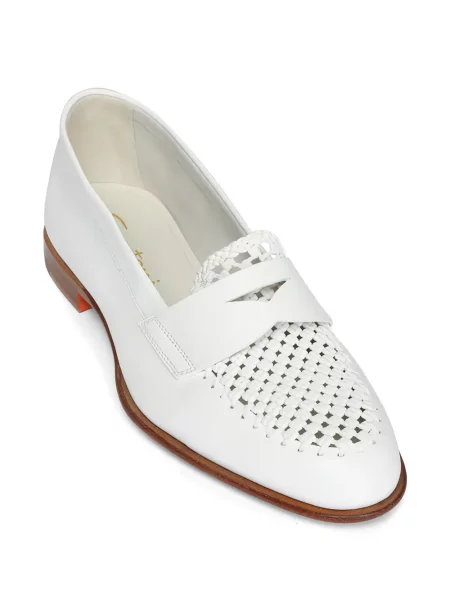 Pantofi loafer Santoni din piele alb