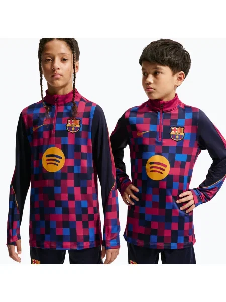 Gyerek futball pulóver Nike FC Barcelona Dri-Fit Strike Drill Top noble red/noble red/mineral yellow. Méret: S piros