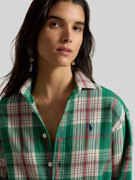 Bluzka koszulowa o kroju regular fit z czystej bawełny Polo Ralph Lauren zielona