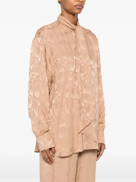 Bluză Stella Mccartney cu funde din jacard maro