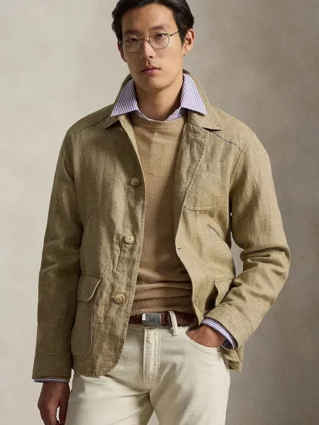 Polo Ralph Lauren jachetă pentru bărbați din in verde