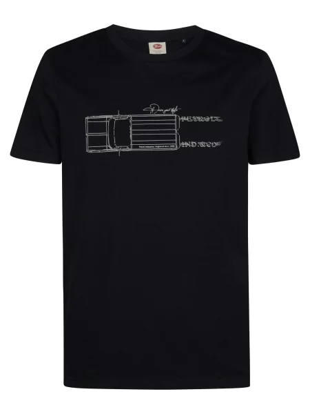 Petrol Industries Tricou gri / negru alb
