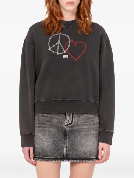 Hanorac Love Moschino cu broderie gri