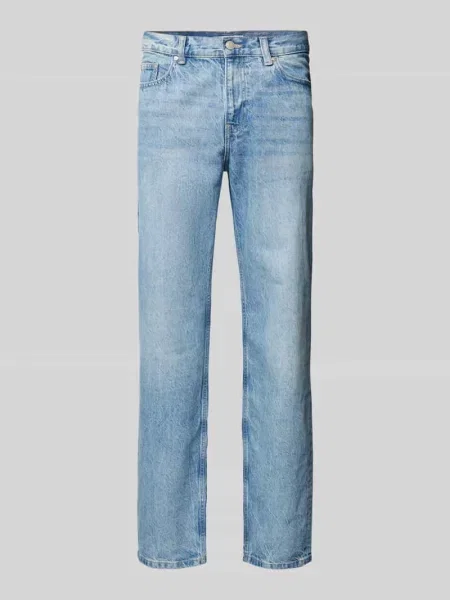 Jeansy o kroju straight fit Essentials Review niebieskie