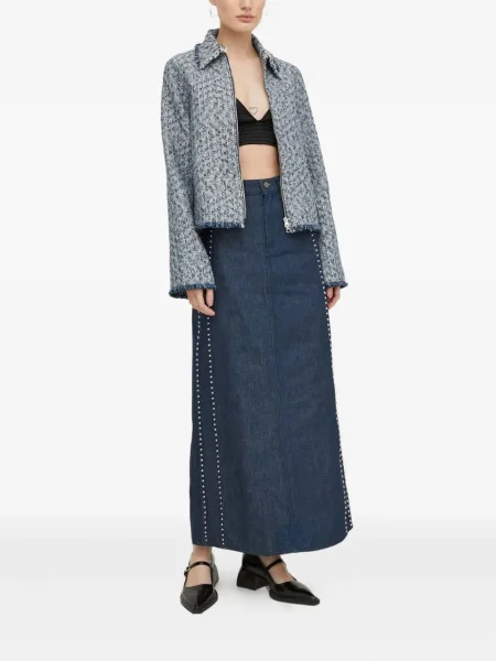 Geacă Samsøe Samsøe din tweed albastru