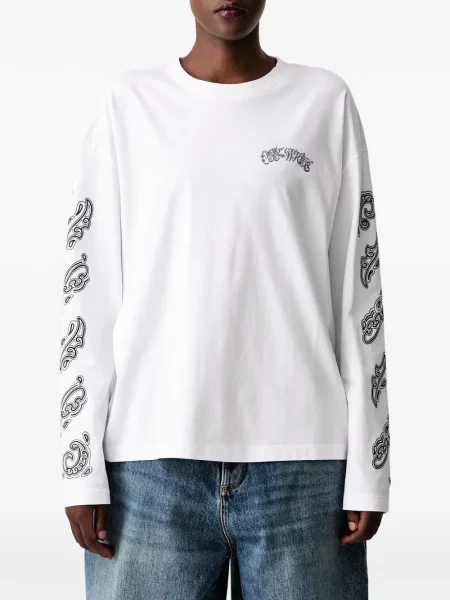 Długa koszulka Off-white z nadrukiem z wzorem paisley biała