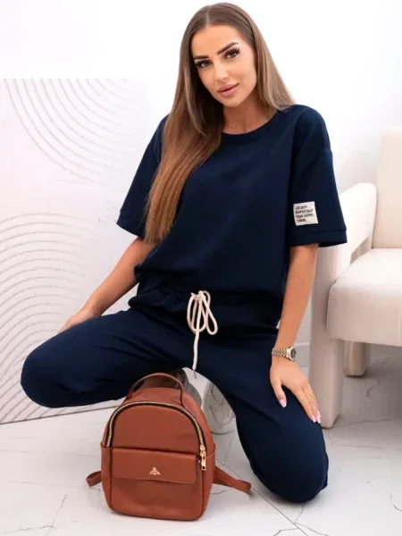 Pantaloni Kesi Włoski cu mâneci scurte scurte albastru